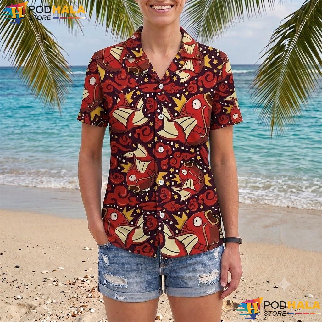 Funny Magikarp Short-sleeve button-up shirt Tropical Vacation Summer Beach Outfit Top Funny Magikarp Short-sleeve button-up shirt Tropical Vacation Summer Beach Outfit Top