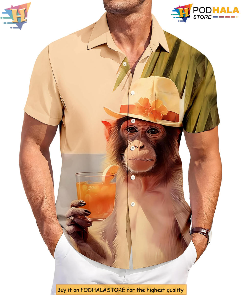 Funny Monkey BBQ Hawaiian Shirt 2026 Printed Casual Summer Beach Party Gear