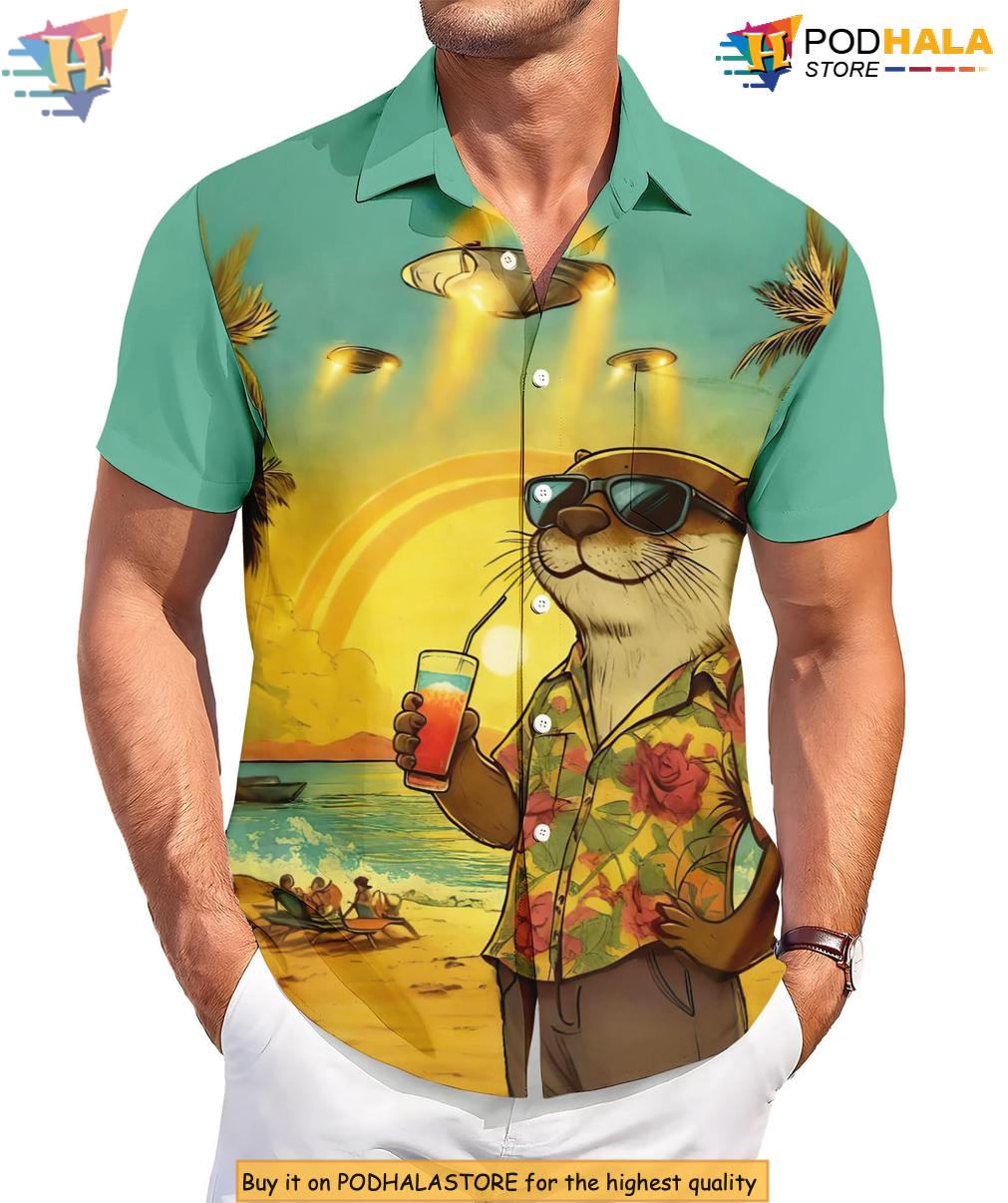 Funny Otter Beach Hawaiian Shirt 2026 Printed Casual Summer Party Fan Gear