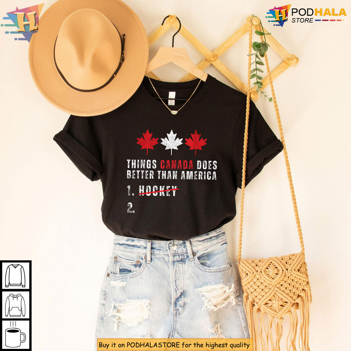 Funny Patriot Humor Graphic Canada Better Than America Shirt Hockey Theme