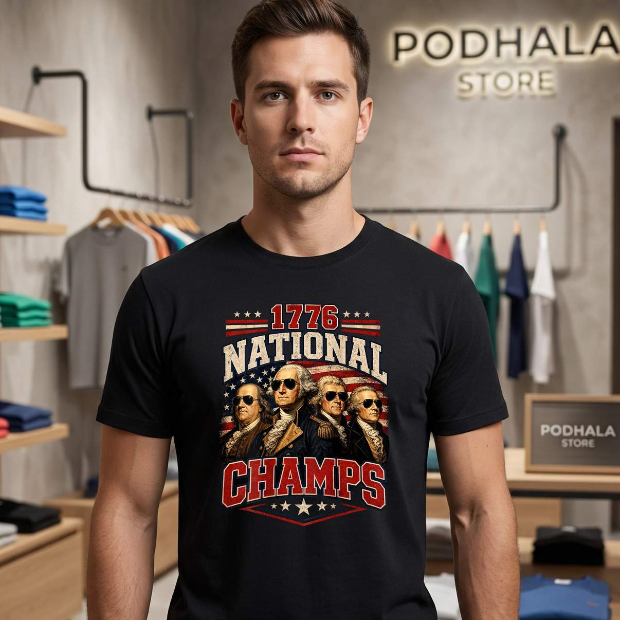 Funny Patriotic America Shirt 1776 National Champs Independence Top