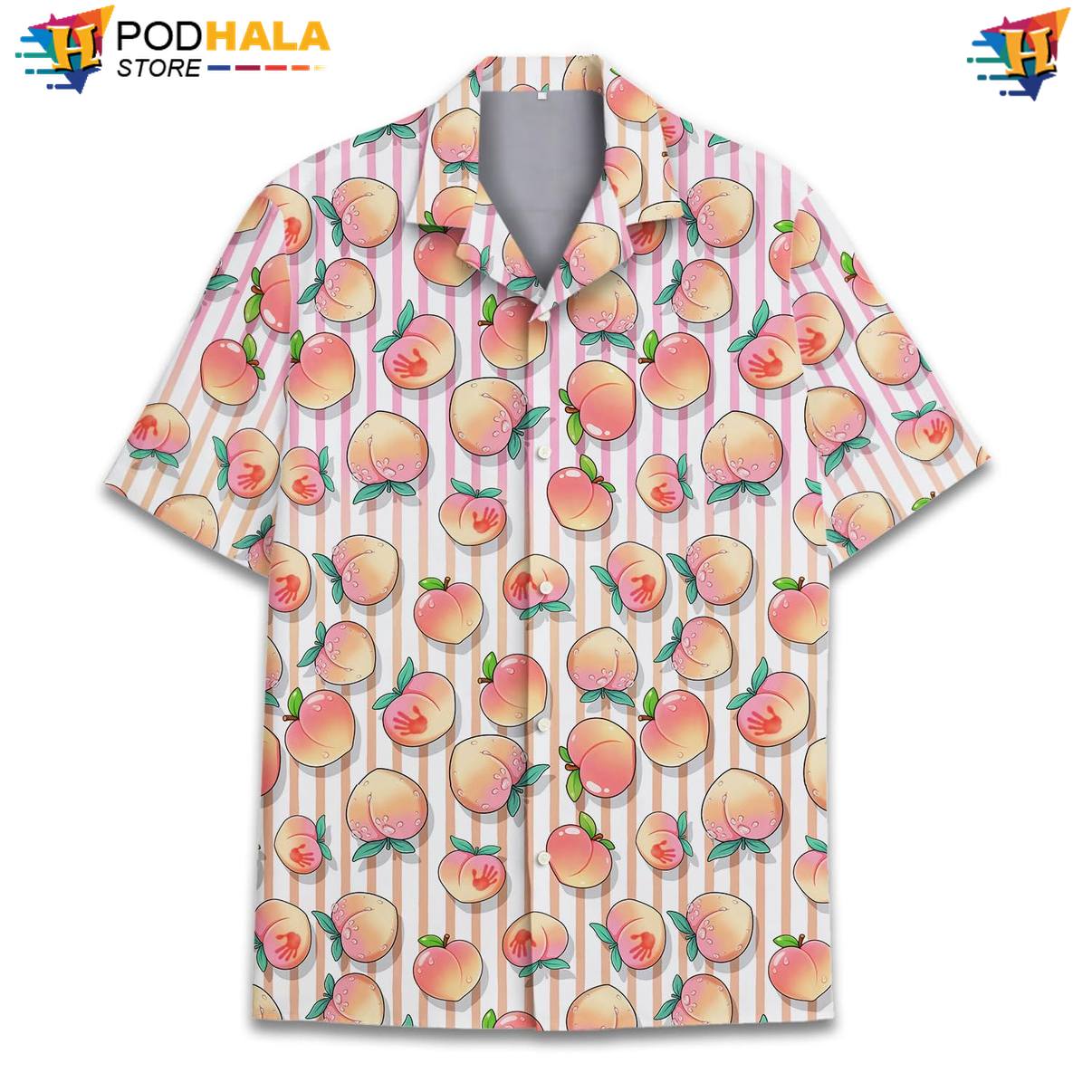Funny Peach Fire Short-sleeve button-up shirt Mens Novelty Weekend Beach Festival Camp Gear Funny Peach Fire Short-sleeve button-up shirt Mens Novelty Weekend Beach Festival Camp Gear