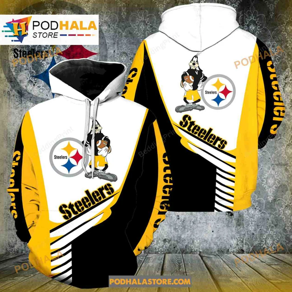 Funny Pittsburgh Steelers 3d Hoodie Featuring Goofy Character Design