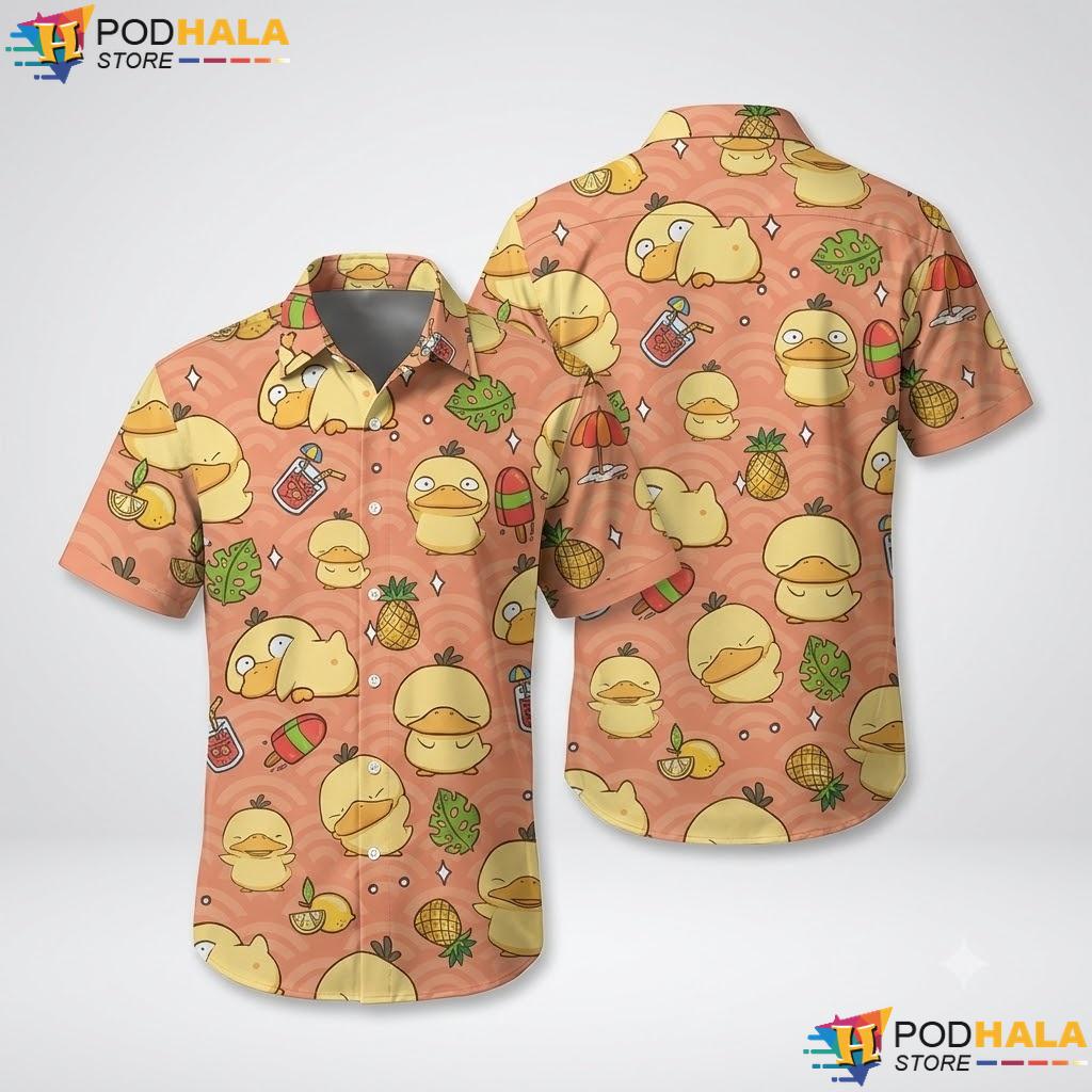 Funny Psyduck Hawaiian Shirt Casual Kawaii Summer Anime Apparel Top