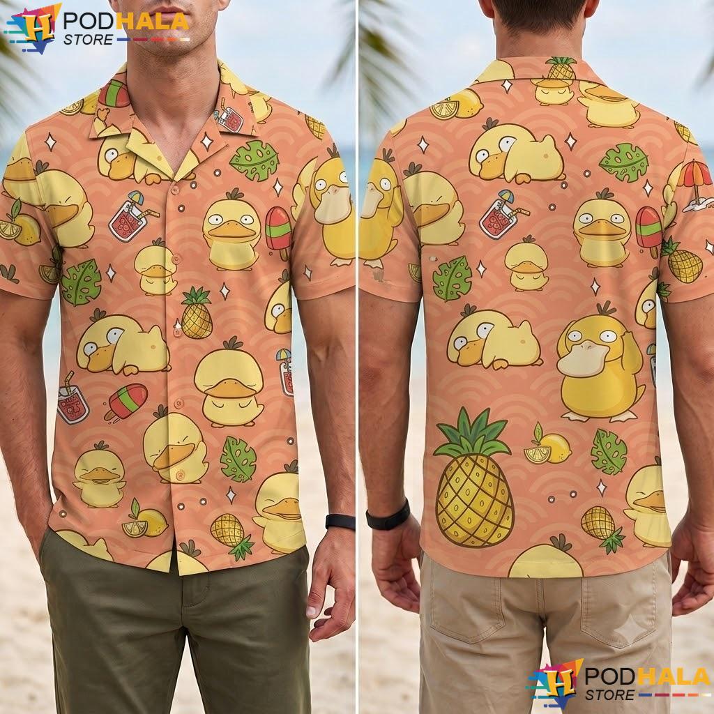 Funny Psyduck Aloha Shirt Casual Kawaii Summer Anime Apparel Top Funny Psyduck Aloha Shirt Casual Kawaii Summer Anime Apparel Top