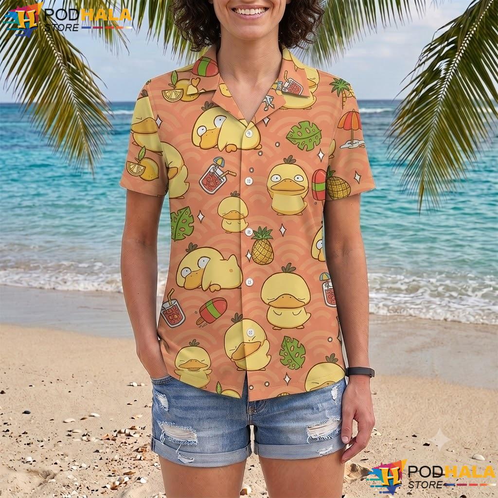 Funny Psyduck Tropical Shirt Casual Kawaii Summer Anime Apparel Top Funny Psyduck Tropical Shirt Casual Kawaii Summer Anime Apparel Top