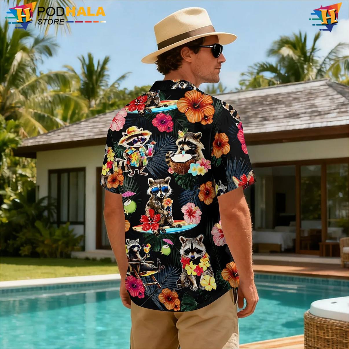 Funny Raccoon Tropical Shirt Mens Graphic Weekend Holiday Cruise Apparel Top Funny Raccoon Tropical Shirt Mens Graphic Weekend Holiday Cruise Apparel Top