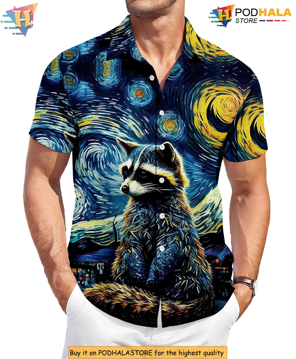 Funny Raccoon Beach Hawaiian Shirt 2026 Printed Casual Summer Party Apparel