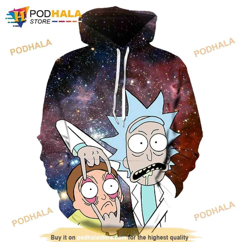 Funny Rick And Morty 3d Hoodie Featuring Vibrant Cosmic Design