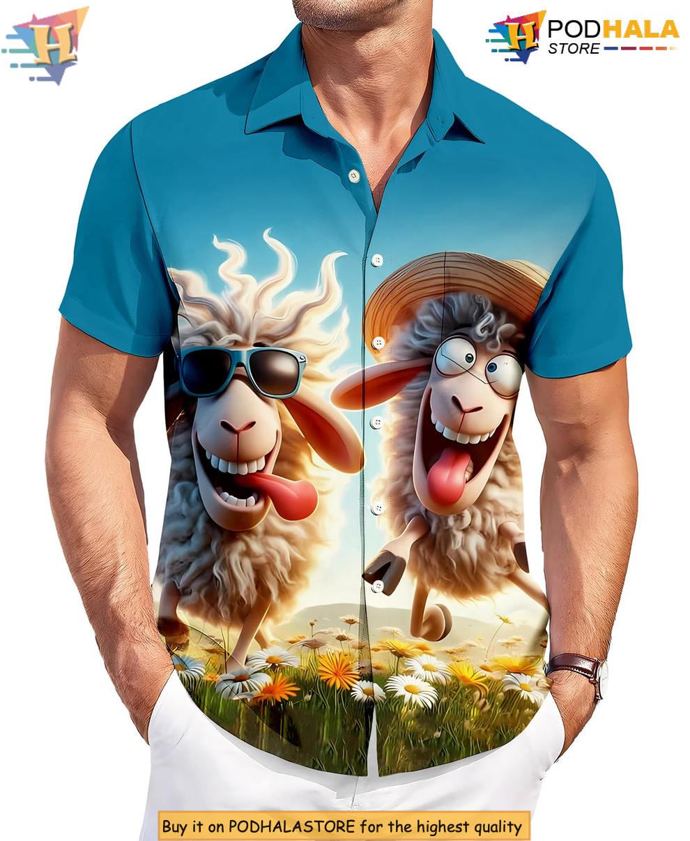 Funny Sheep Party Hawaiian Shirt 2026 Printed Casual Summer Beach Fan Gear