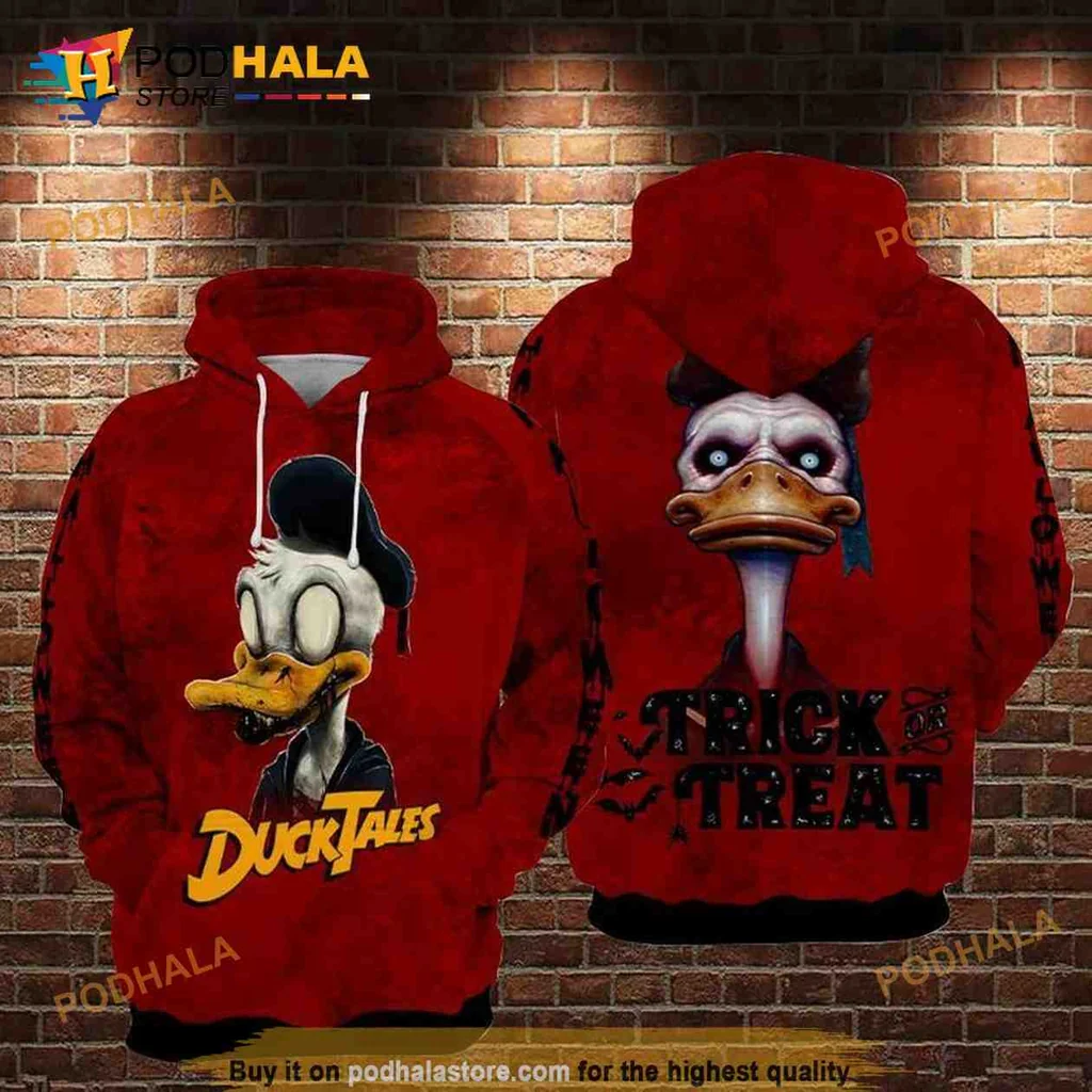Funny Spooky Duck 3d Hoodie Featuring Trick Or Treat Design