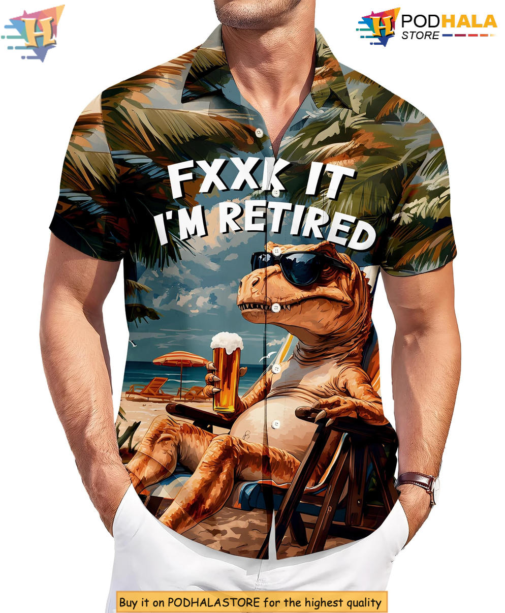 Funny T Rex Party Hawaiian Shirt 2026 Printed Casual Summer Beach Fan Gear