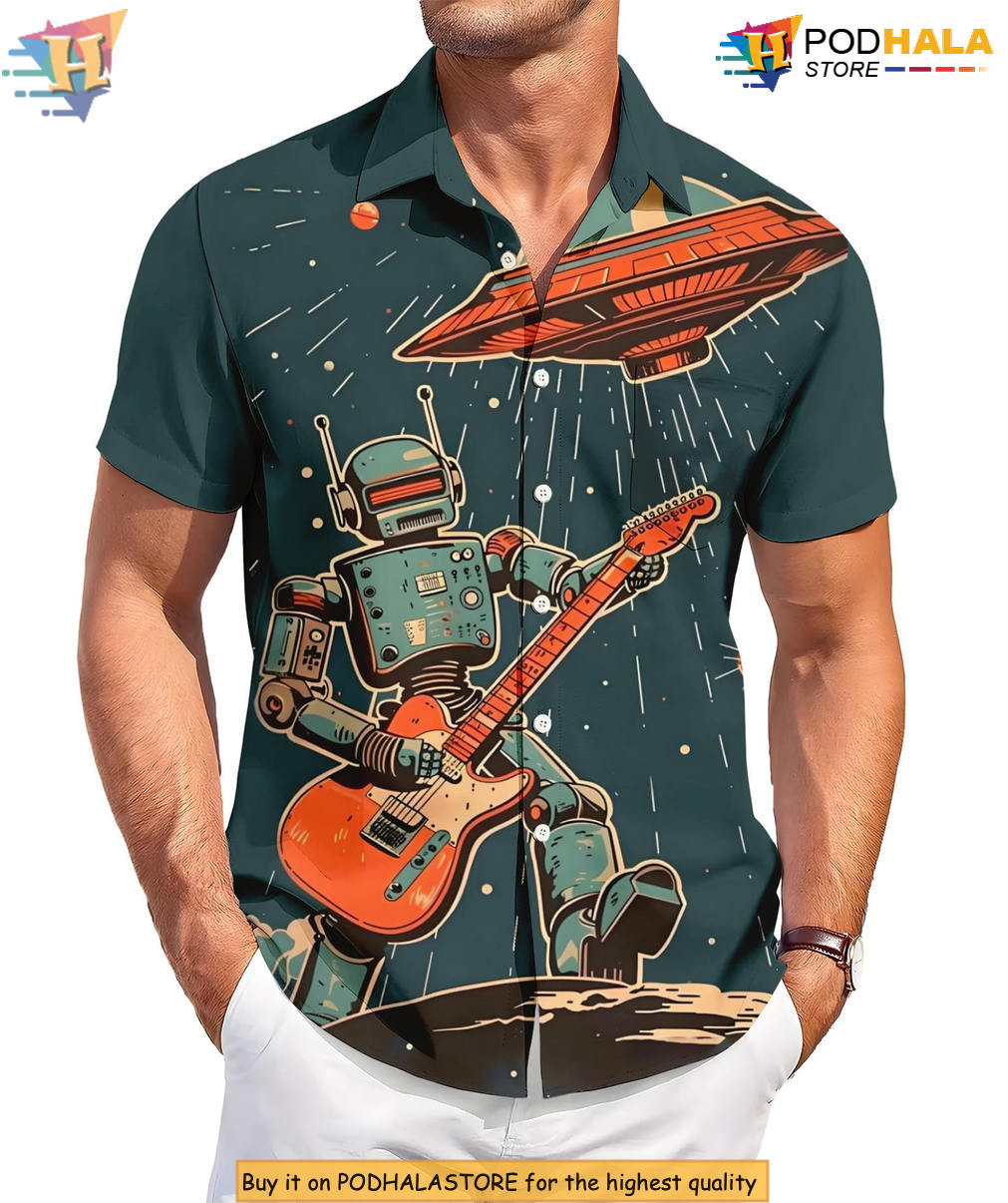 Funny UFO Party Hawaiian Shirt 2026 Printed Casual Summer Beach Fan Apparel