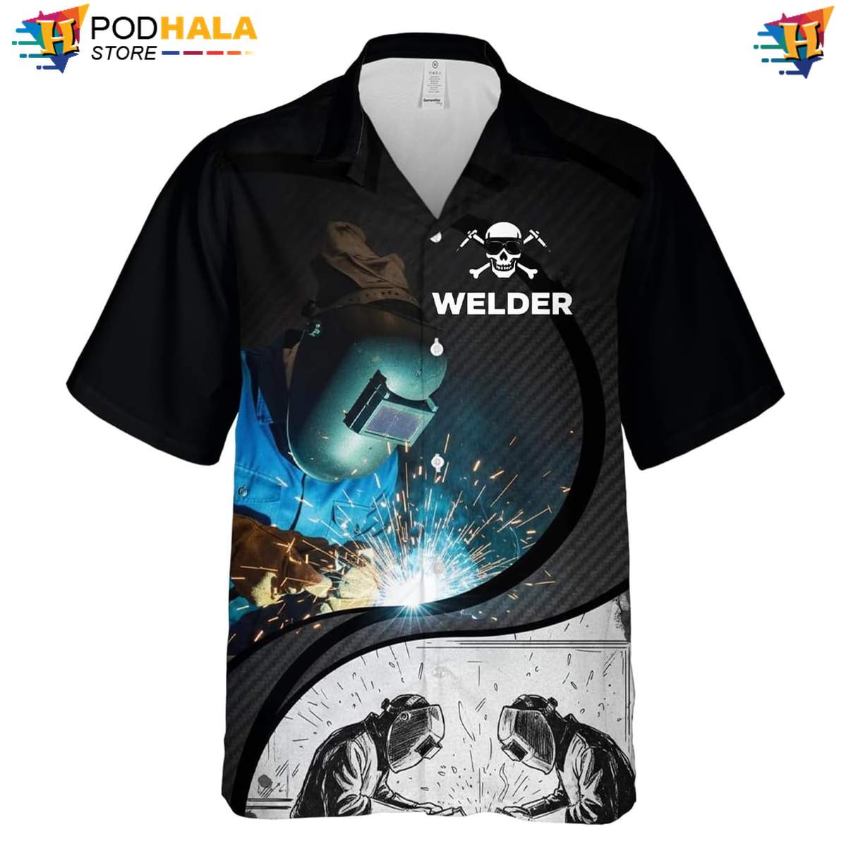 Funny Welder Aloha Shirt Mens Button Down Welding Worker Tropical Beach Top
