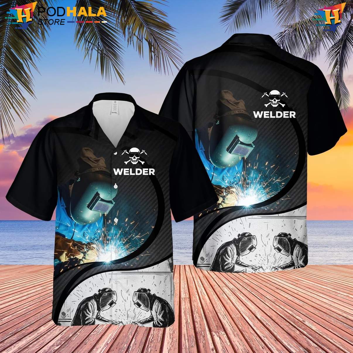 Funny Welder Tropical Shirt Mens Button Down Welding Worker Tropical Beach Top Funny Welder Tropical Shirt Mens Button Down Welding Worker Tropical Beach Top