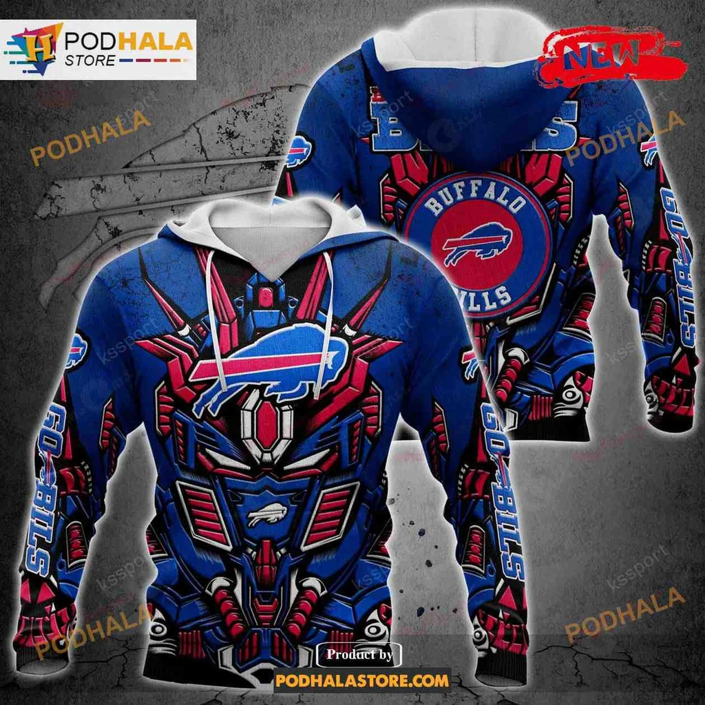 Futuristic Buffalo Bills Transformer 3d Hoodie With Bold Robotic Design