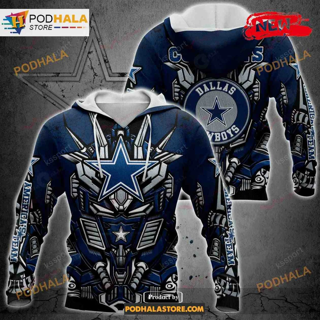 Futuristic Dallas Cowboys 3d Hoodie Featuring Bold Star Emblem Design