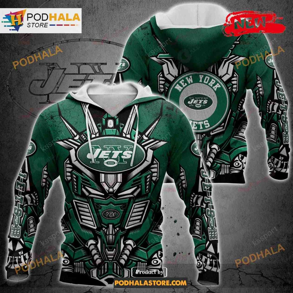 Futuristic New York Jets Transformer 3d Hoodie With Bold Robotic Design
