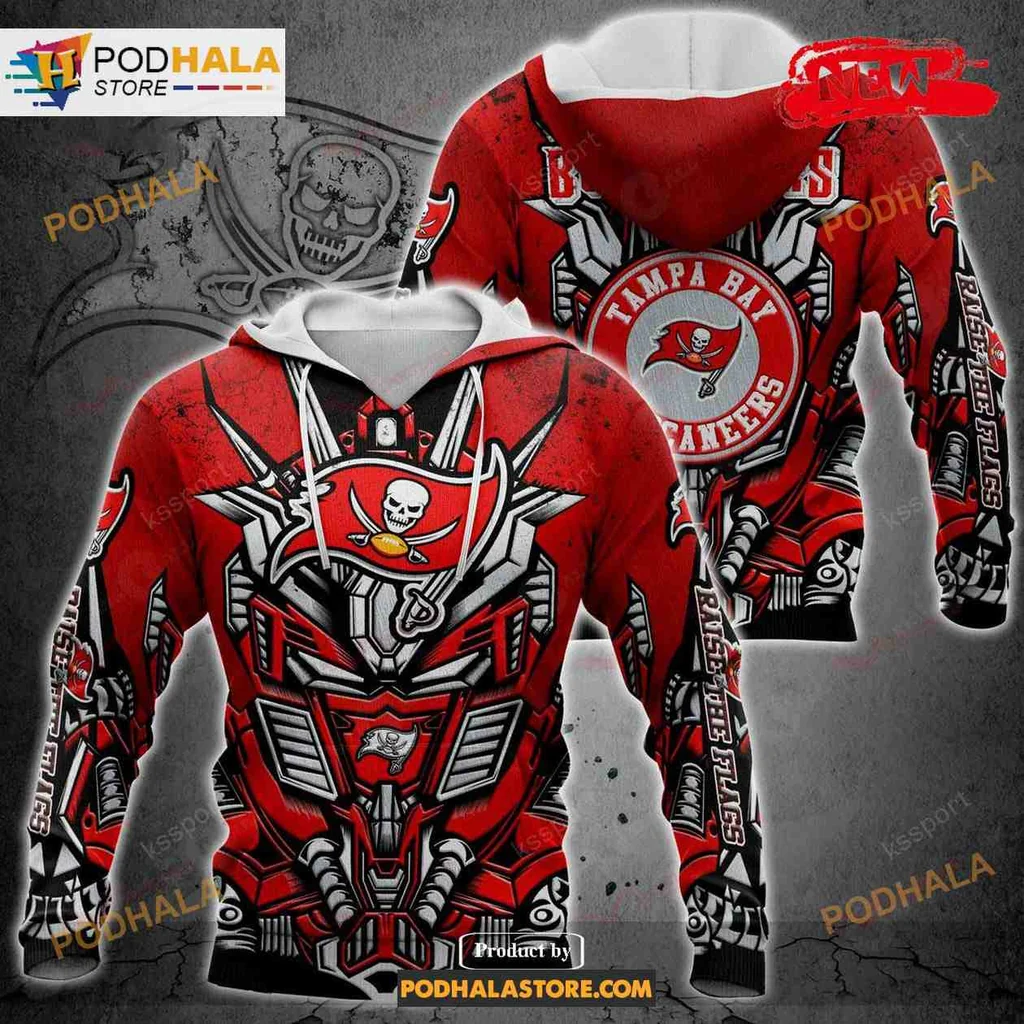Futuristic Tampa Bay Buccaneers 3d Hoodie With Bold Robotic Design