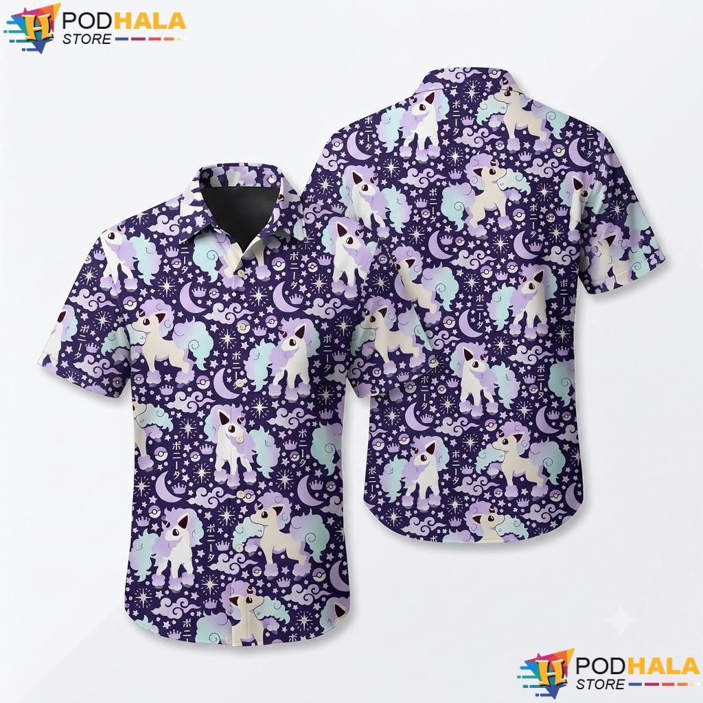 Galarian Ponyta Pastel Aloha Shirt Cute Unicorn Fantasy Pattern Top