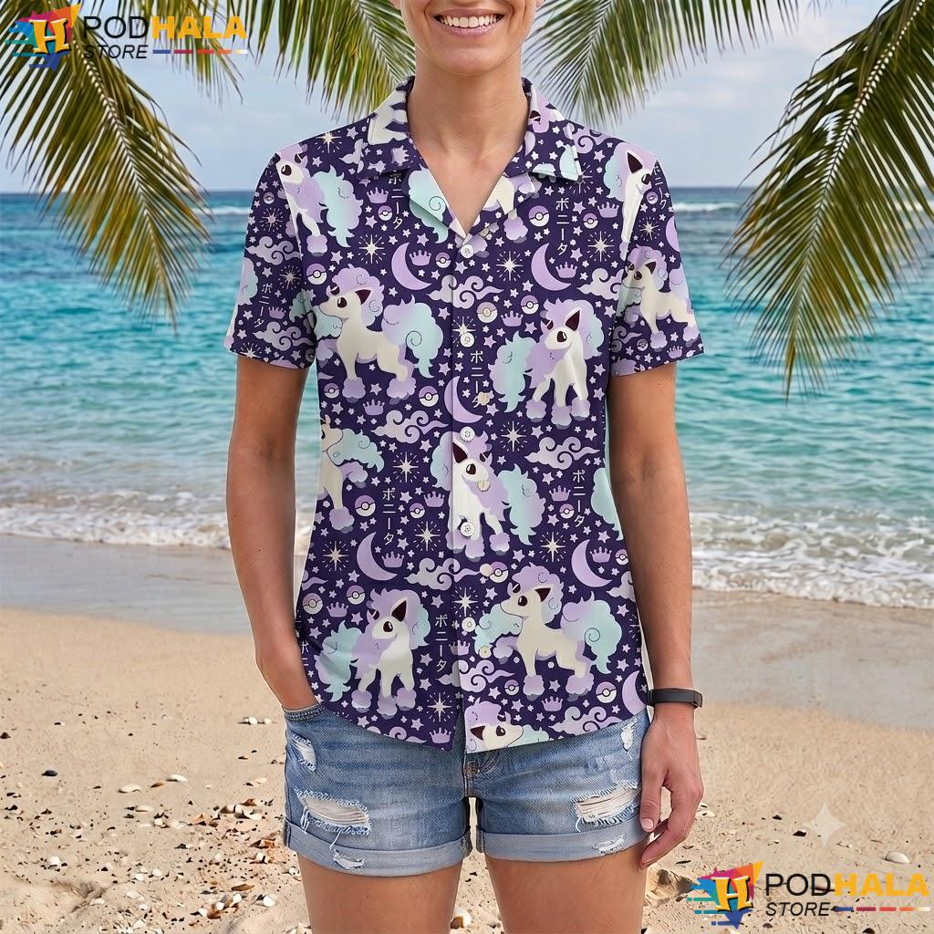 Galarian Ponyta Pastel Short-sleeve button-up shirt Cute Unicorn Fantasy Pattern Top Galarian Ponyta Pastel Short-sleeve button-up shirt Cute Unicorn Fantasy Pattern Top