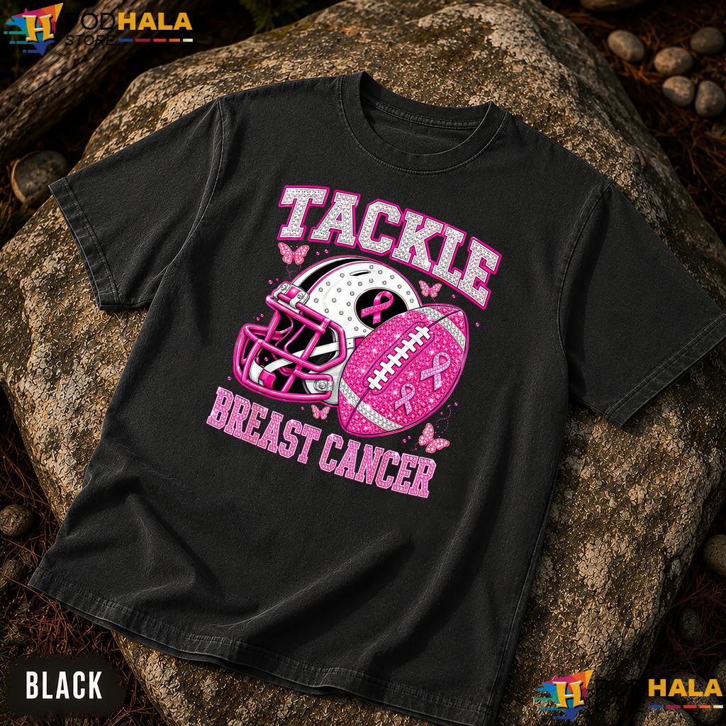 Game Day American Football Comfort Colors Tee Tackle Pink Breast Cancer