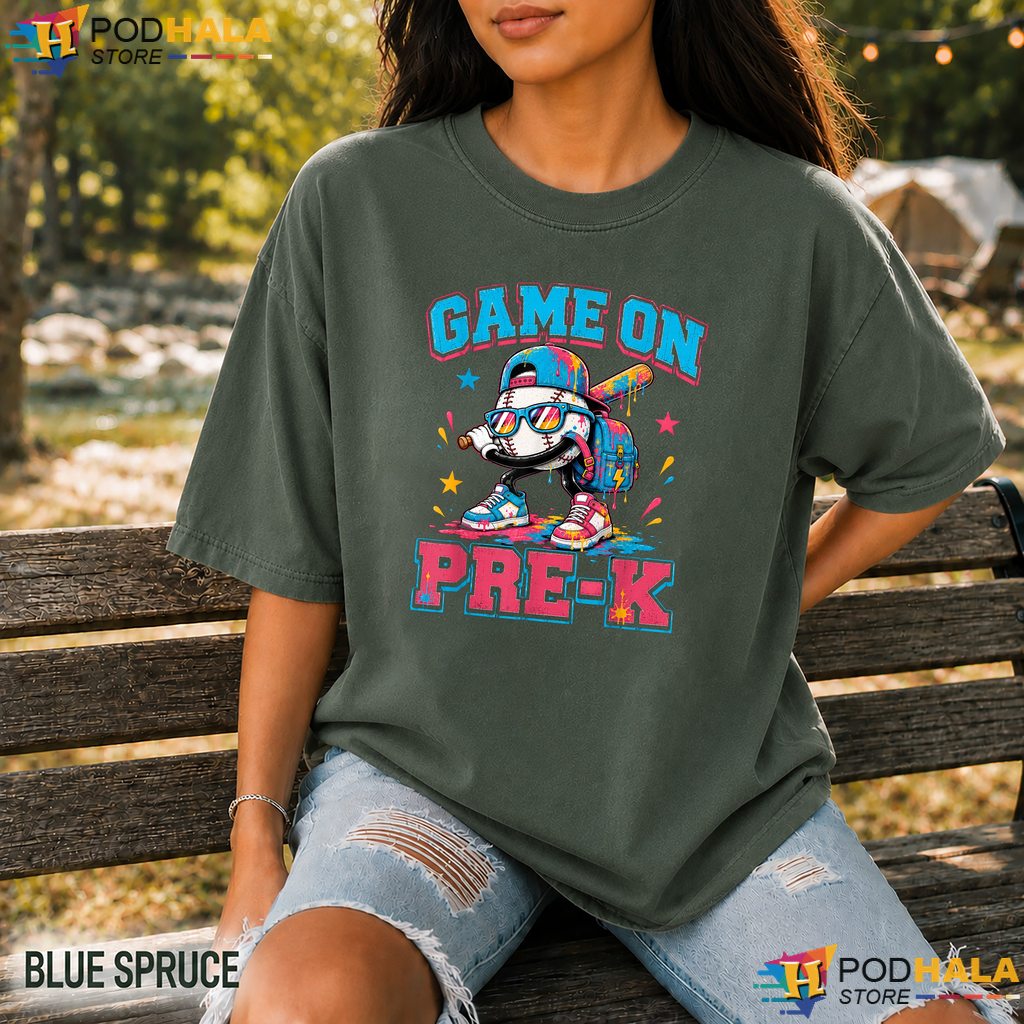 Game On PreK Baseball Drip Comfort Colors Shirt Back To School Boys Top Game On PreK Baseball Drip Comfort Colors Shirt Back To School Boys Top
