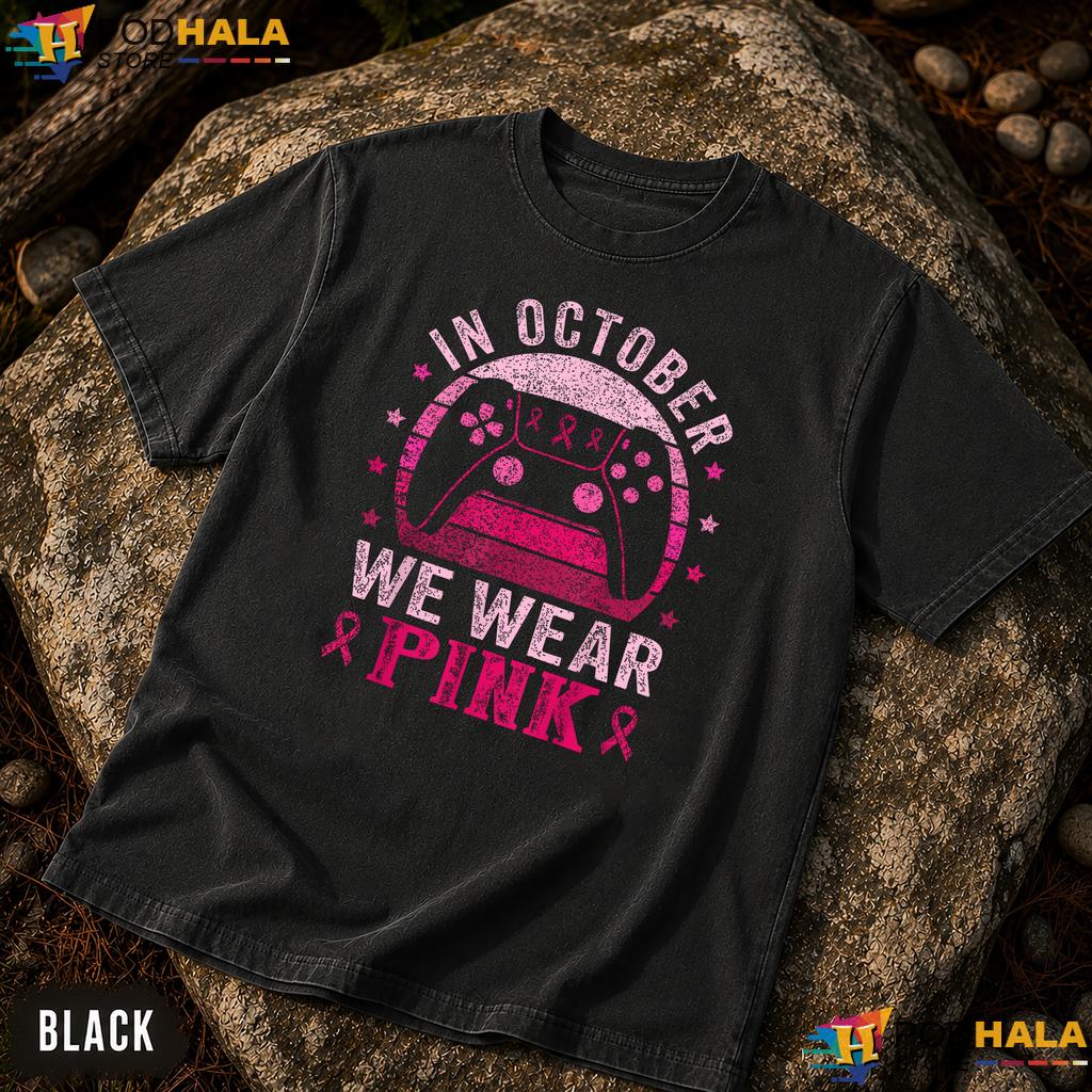 Gamer Kids Boys October Comfort Colors TShirt Pink Breast Cancer