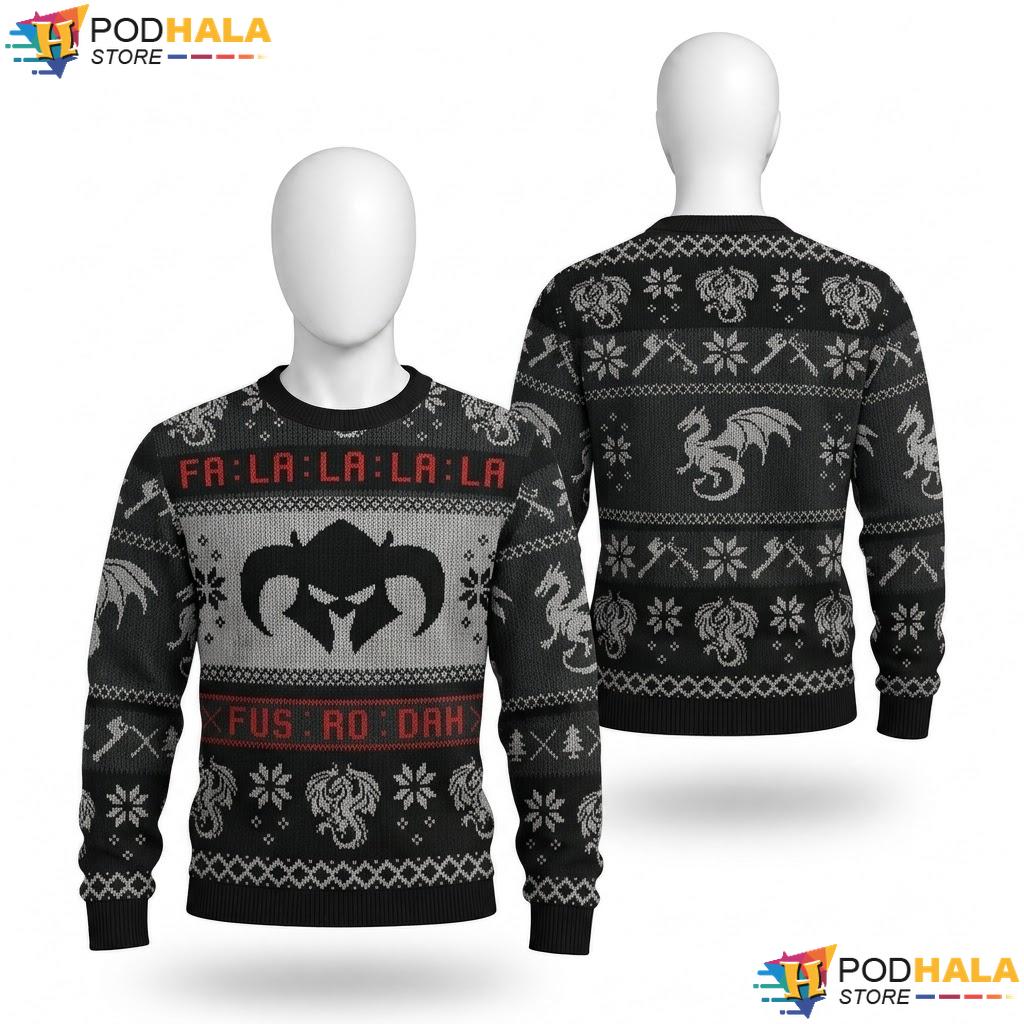 Gaming Fus Ro Dah Xmas Sweater Funny Holiday Gatherings Pullover