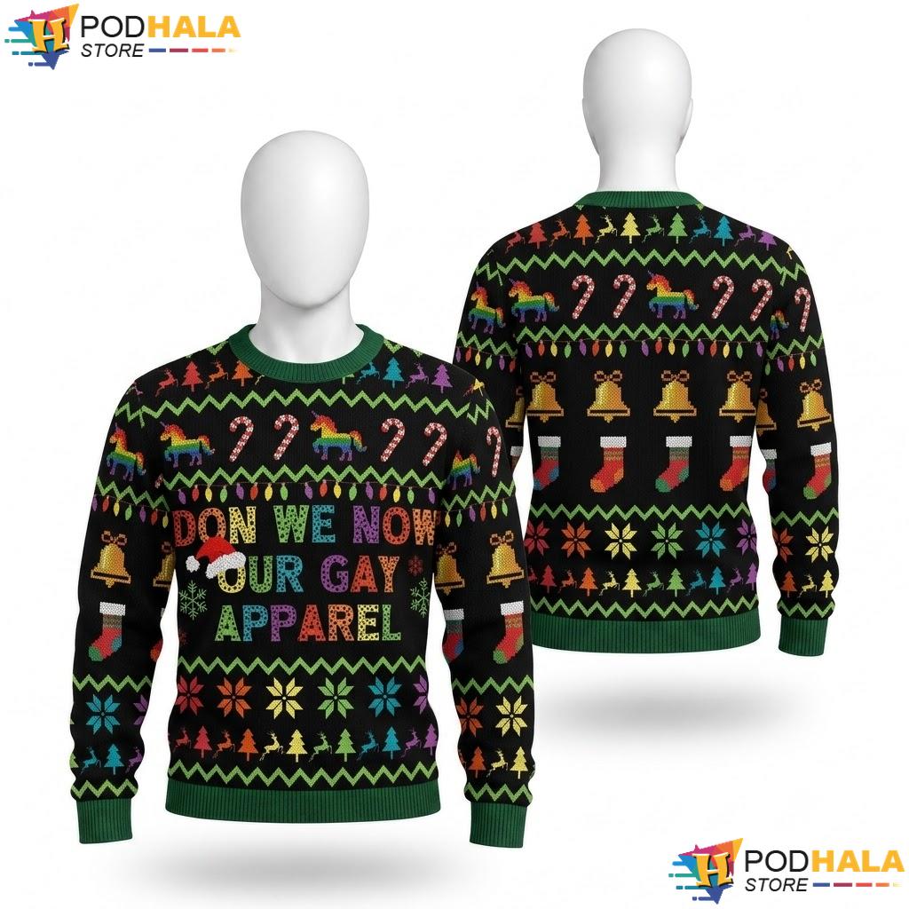 Gay Apparel Pride Christmas Sweater Don We Now Happy HoliGays Top