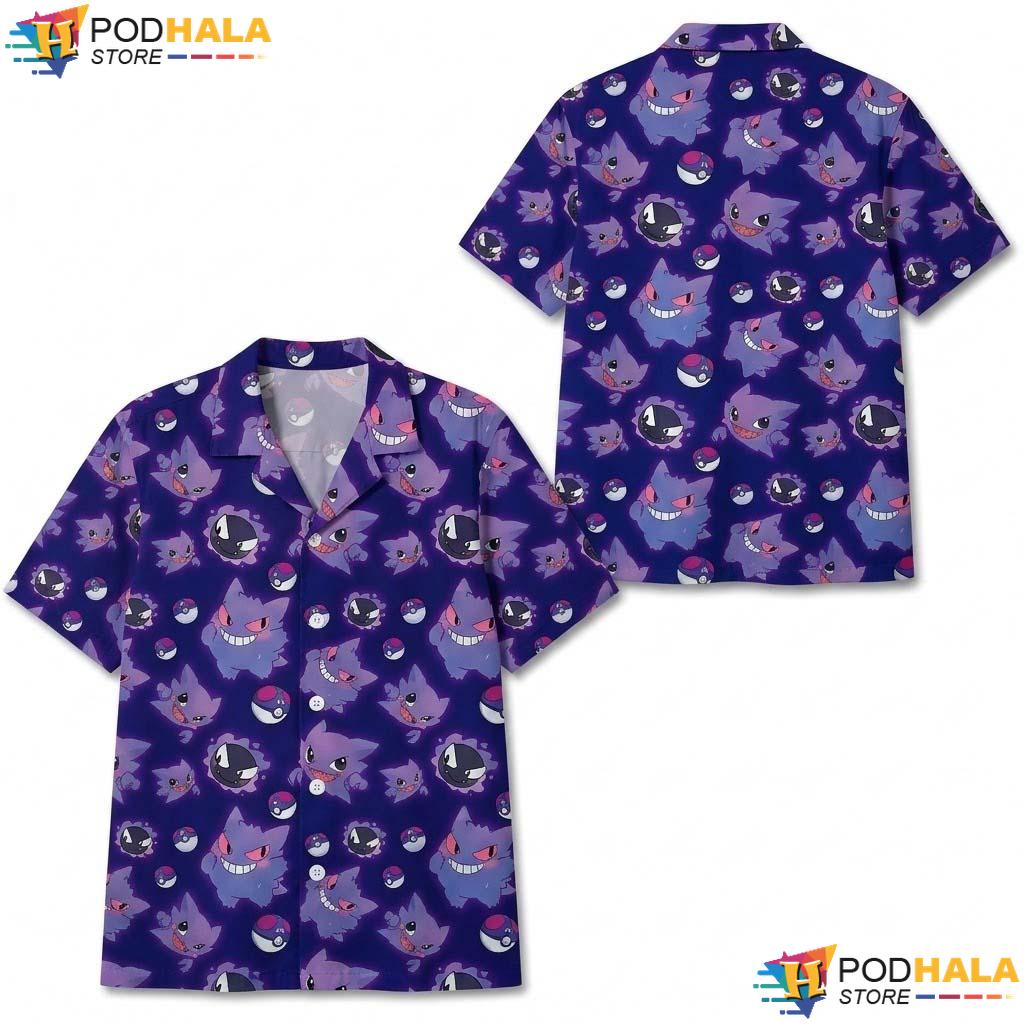 Gengar Anime Halloween Hawaiian Shirt Ghost Type Spooky Gift Outfit