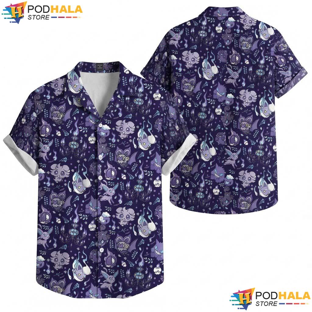 Gengar Doodle Halloween Hawaiian Shirt Dark Gothic Tropical Button Up