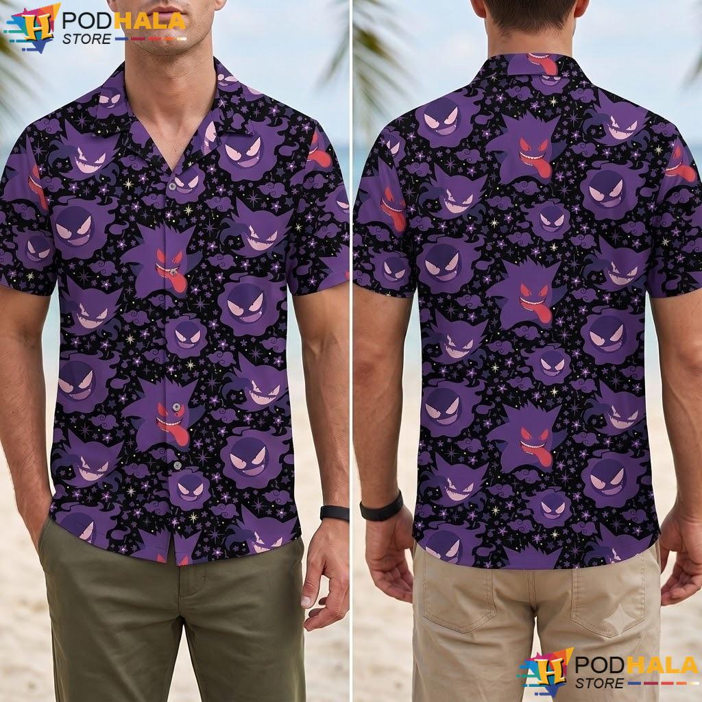 Gengar Ghost Pattern Tropical Shirt Spooky Summer Beach Vacation Outfit Gengar Ghost Pattern Tropical Shirt Spooky Summer Beach Vacation Outfit