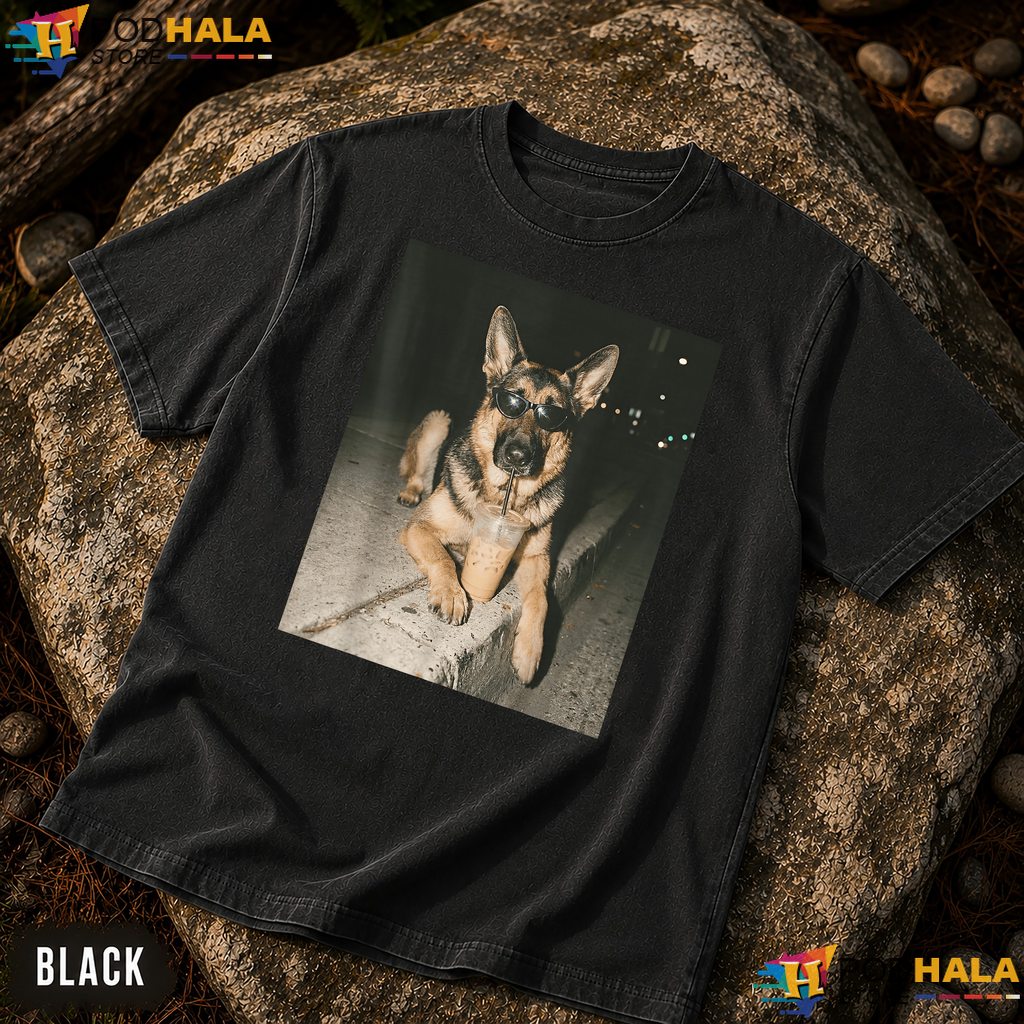 German Shepherd Iced Coffee Comfort Colors Shirt Funny Dog Meme Apparel German Shepherd Iced Coffee Comfort Colors Shirt Funny Dog Meme Apparel