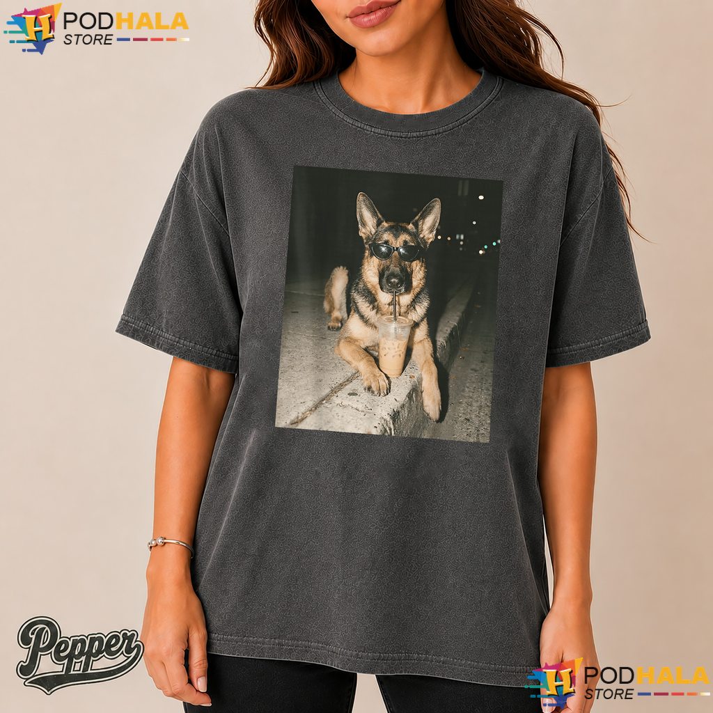 German Shepherd Iced Coffee Comfort Colors Tshirt Funny Dog Meme Apparel German Shepherd Iced Coffee Comfort Colors Tshirt Funny Dog Meme Apparel