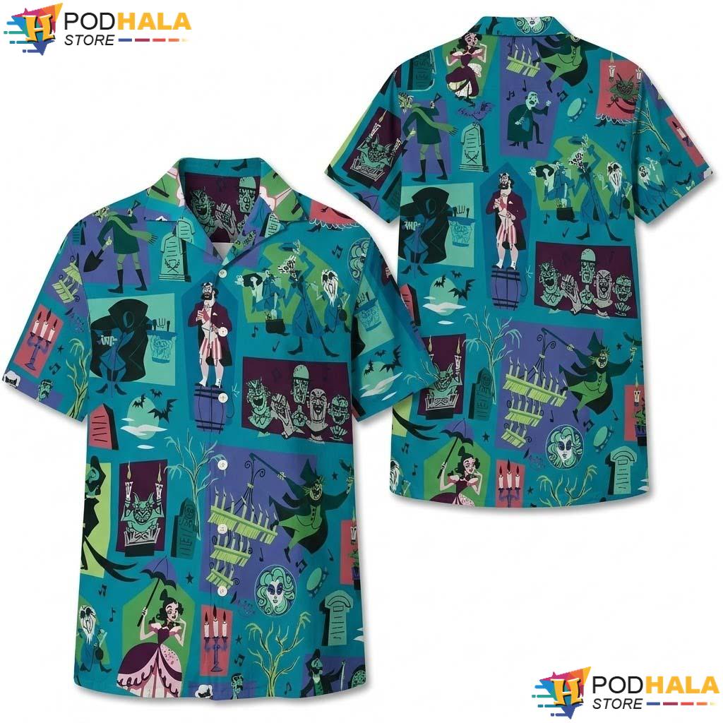 Ghost Bride Halloween Hawaiian Shirt Haunted Mansion Hitchhiking Aloha