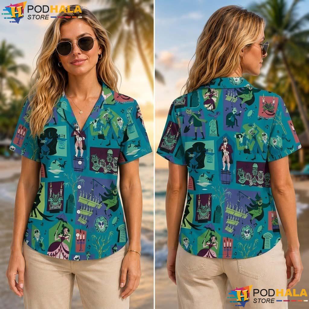 Ghost Bride Halloween Tropical Shirt Haunted Mansion Hitchhiking Aloha Ghost Bride Halloween Tropical Shirt Haunted Mansion Hitchhiking Aloha