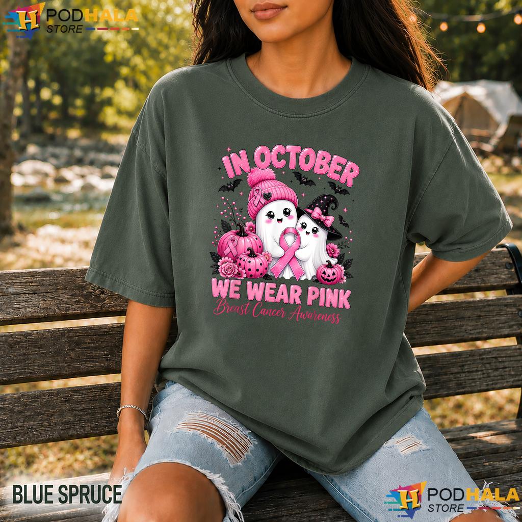 Ghost Halloween Pink Ribbon Comfort Colors T-Shirt Breast Cancer October Ghost Halloween Pink Ribbon Comfort Colors T-Shirt Breast Cancer October