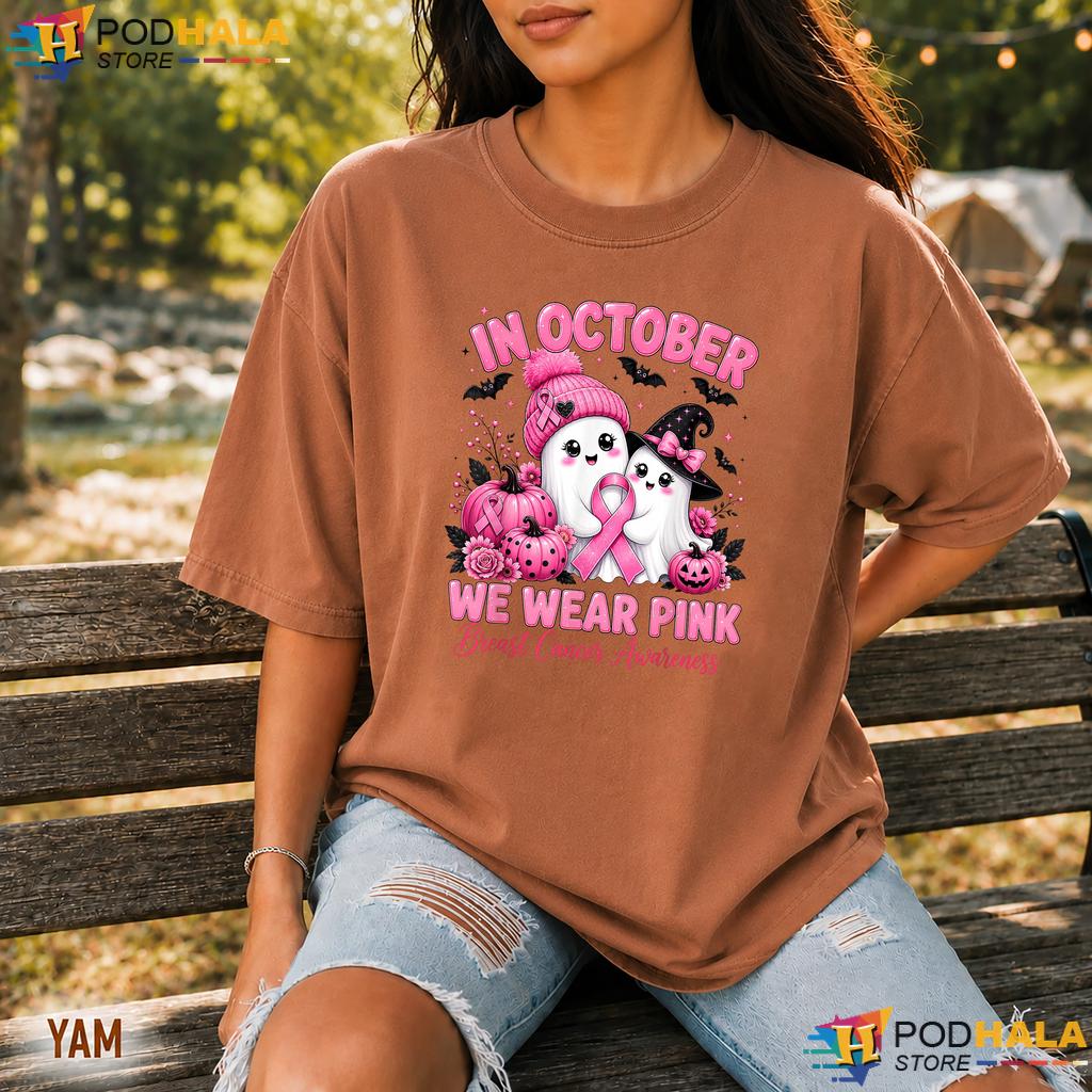 Ghost Halloween Pink Ribbon Comfort Colors Tshirt Breast Cancer October Ghost Halloween Pink Ribbon Comfort Colors Tshirt Breast Cancer October