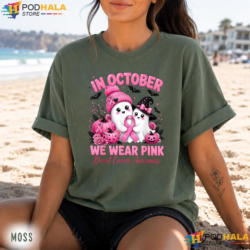 Ghost Halloween Pink Ribbon Comfort Colors Tee Breast Cancer October Ghost Halloween Pink Ribbon Comfort Colors Tee Breast Cancer October