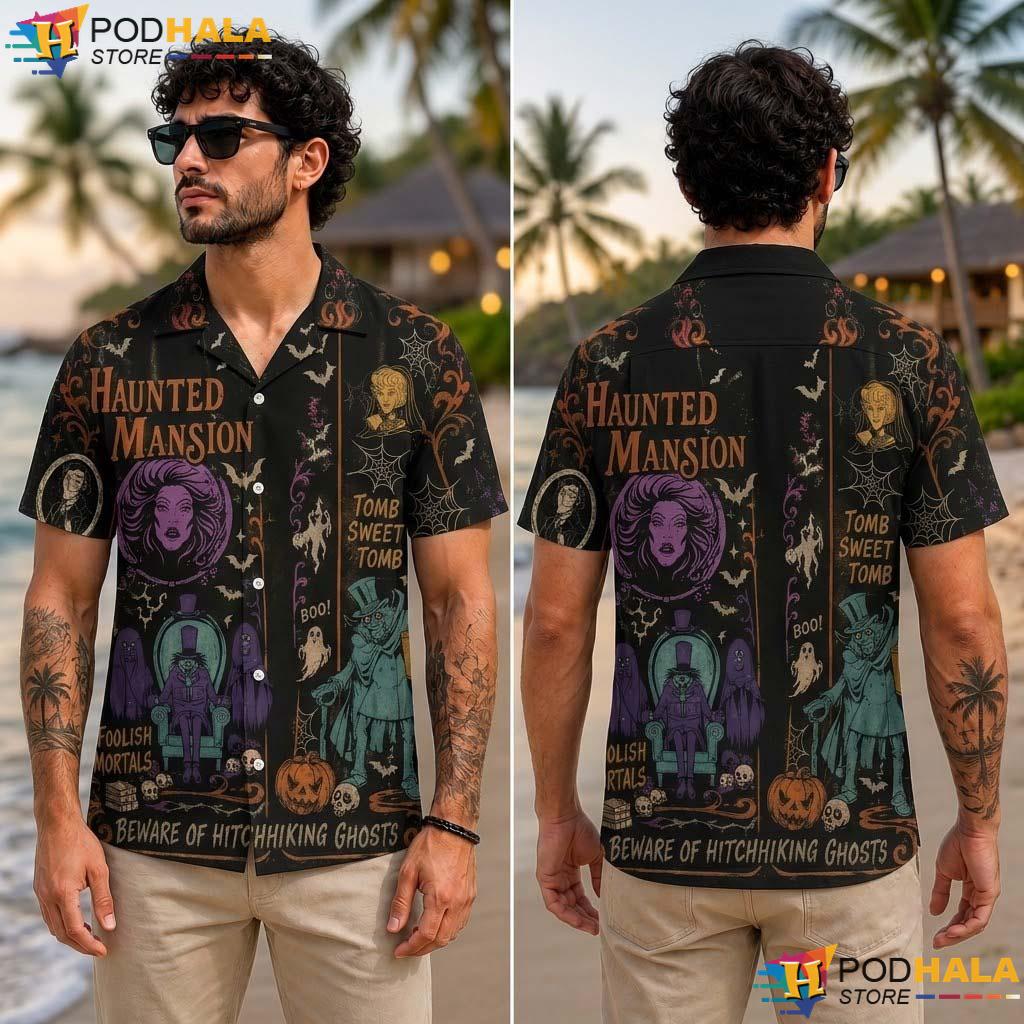 Ghost Gallery Halloween Aloha Shirt Retro Haunted Mansion Outfit Ghost Gallery Halloween Aloha Shirt Retro Haunted Mansion Outfit