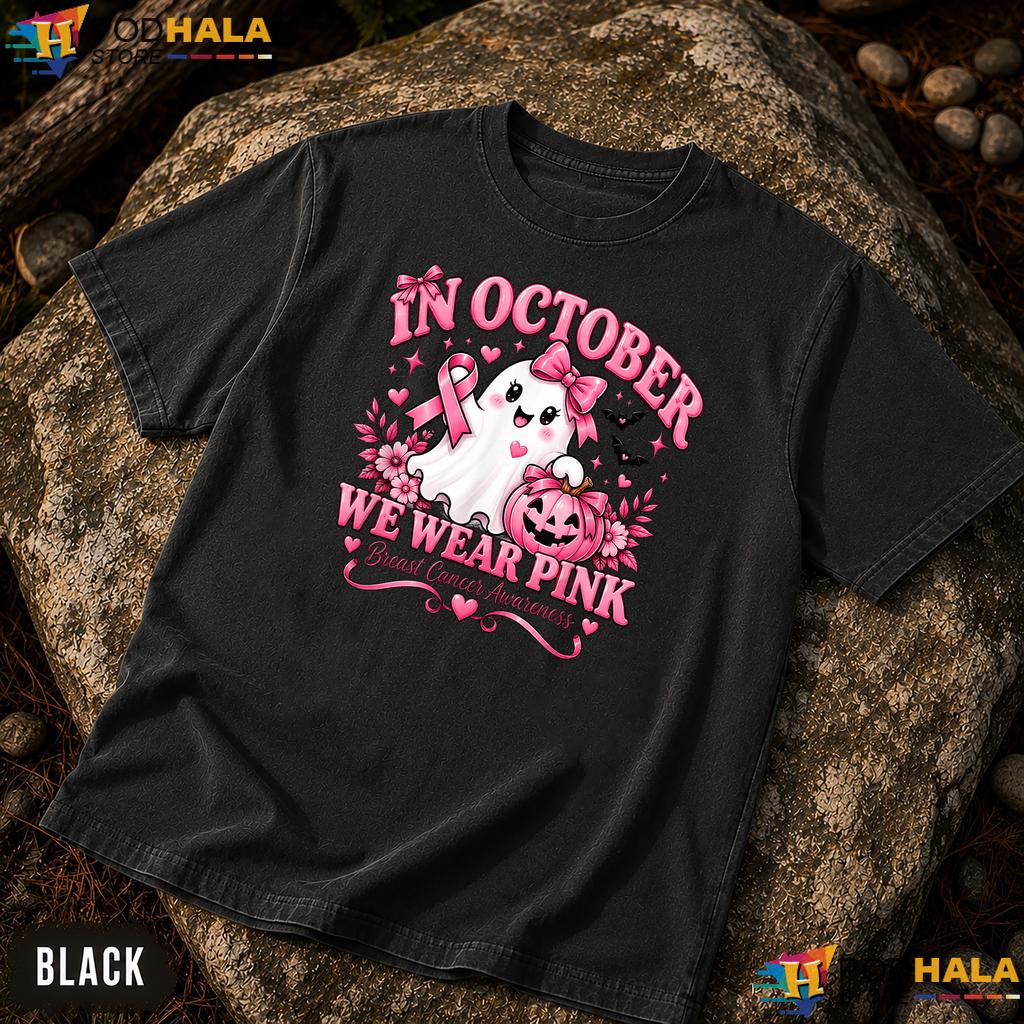Ghost October Wear Pink Comfort Colors T-Shirt Breast Cancer Awareness