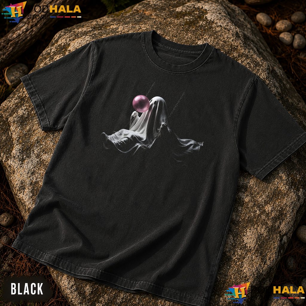 Ghost On Swing Bubble Gum Comfort Colors Shirt Spooky Halloween Fall Top Ghost On Swing Bubble Gum Comfort Colors Shirt Spooky Halloween Fall Top