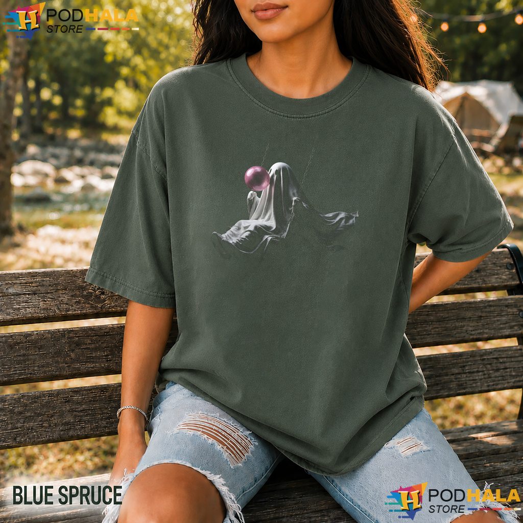 Ghost On Swing Bubble Gum Comfort Colors Tshirt Spooky Halloween Fall Top Ghost On Swing Bubble Gum Comfort Colors Tshirt Spooky Halloween Fall Top
