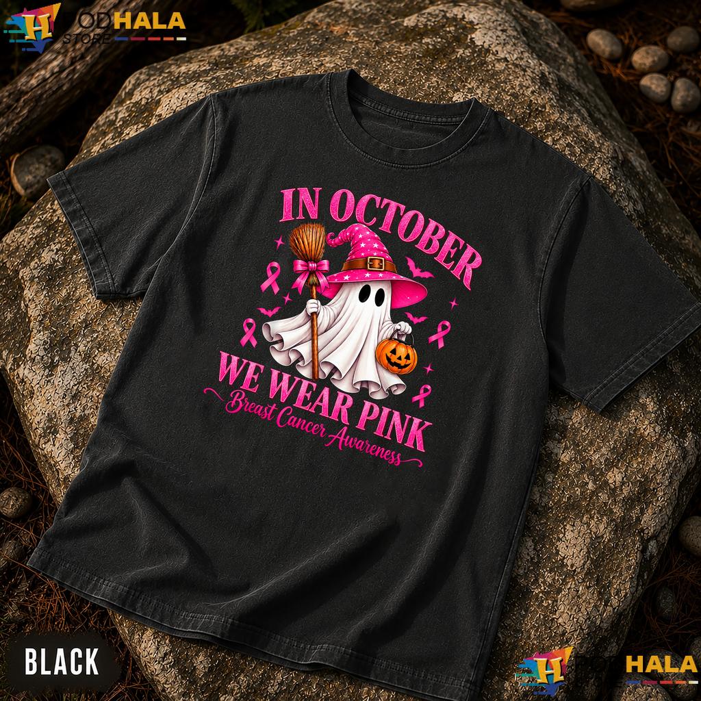 Ghost Witch Halloween Comfort Colors T-Shirt October Wear Pink Cancer