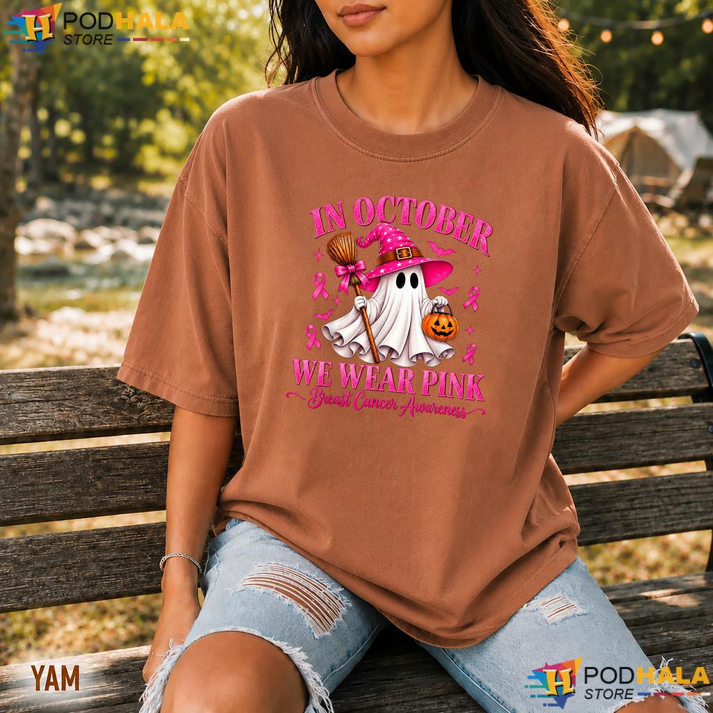Ghost Witch Halloween Comfort Colors Tshirt October Wear Pink Cancer Ghost Witch Halloween Comfort Colors Tshirt October Wear Pink Cancer