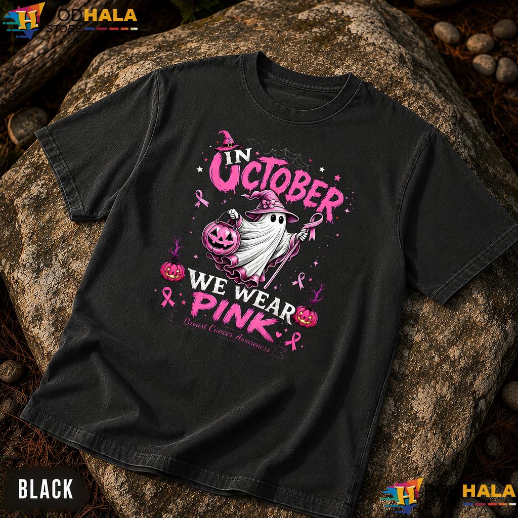 Ghost Witch October Pink Comfort Colors Shirt Breast Cancer Awareness
