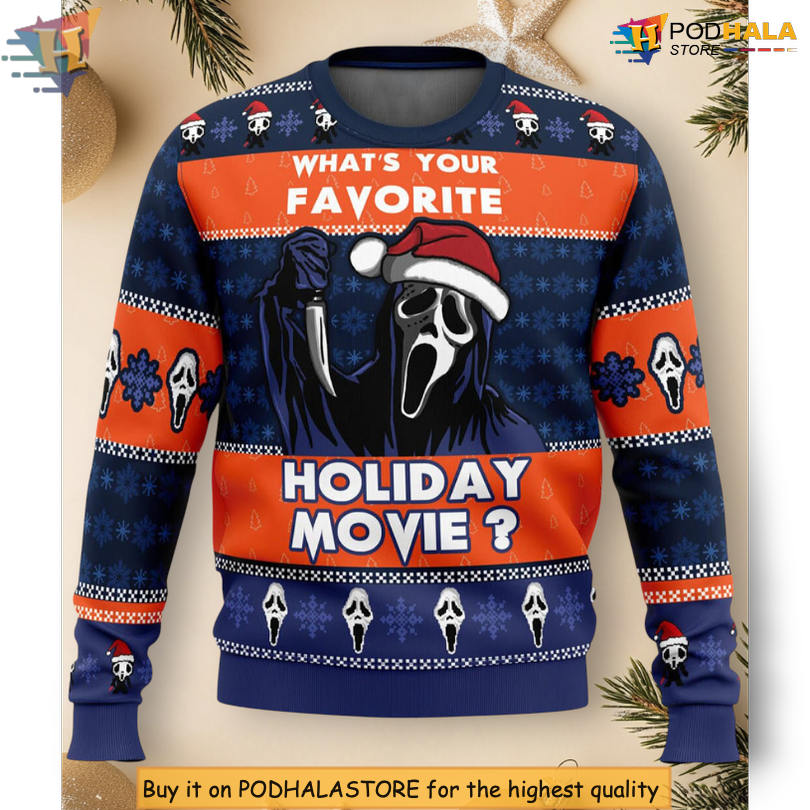 Ghostface Whats Your Favorite Holiday Movie Quote Scene Classic Film Christmas Sweater