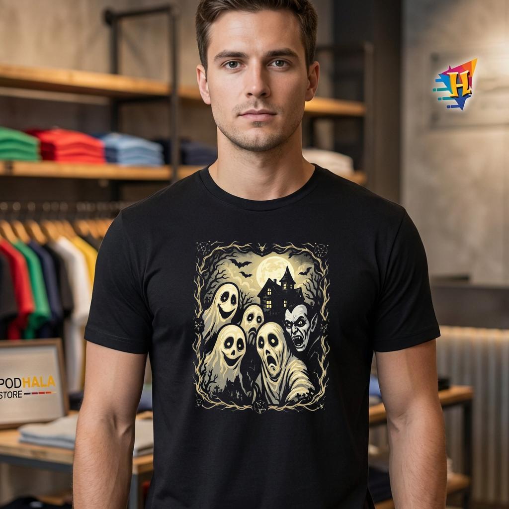 Ghosts Selfie Scary Monster Halloween Tshirt Funny Costume Mens Top Ghosts Selfie Scary Monster Halloween Tshirt Funny Costume Mens Top