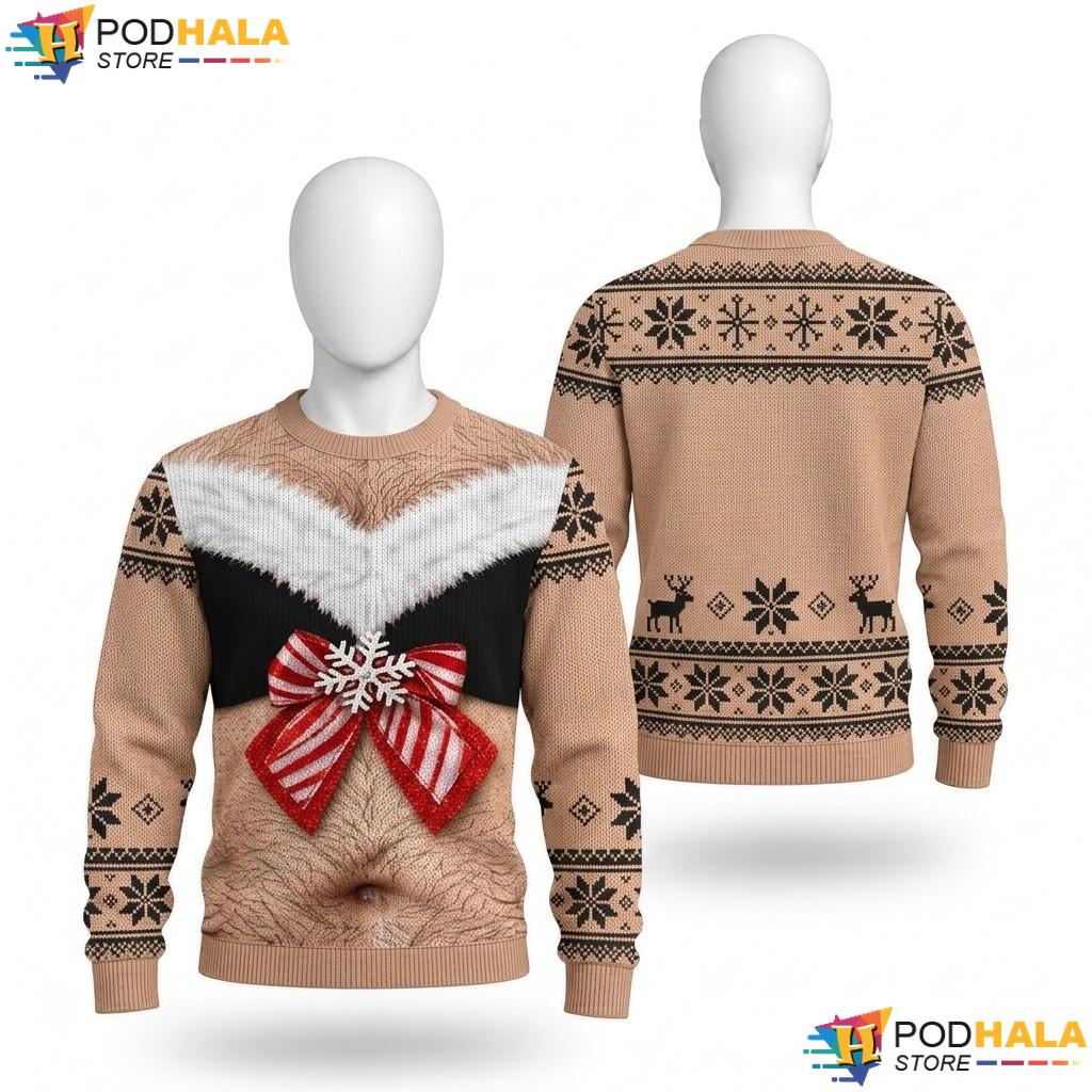 Gift Bow Humorous Ugly Xmas Sweater Funny Holiday Graphic Winter Wear